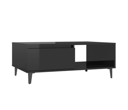 Mesa de centro madera contrachapada negro brillante 90x60x35 cm