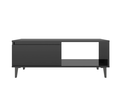 Mesa de centro madera contrachapada negro brillante 90x60x35 cm