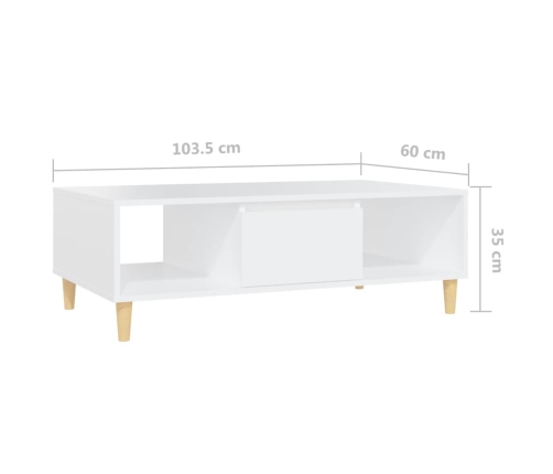 vidaXL Mesa de centro madera contrachapada blanco 103,5x60x35cm