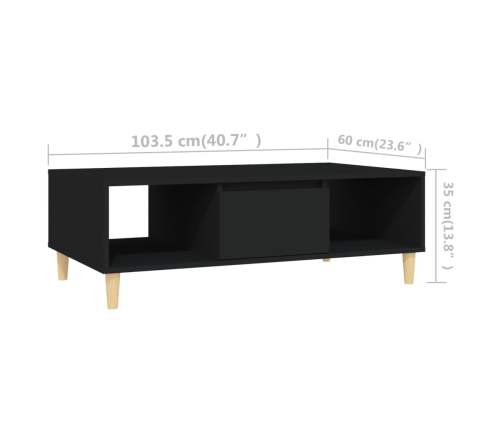 Mesa de centro madera contrachapada negro 103,5x60x35 cm