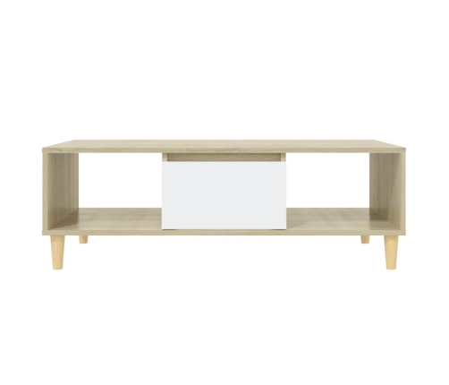 Mesa de centro madera contrachapada blanco roble 103,5x60x35cm