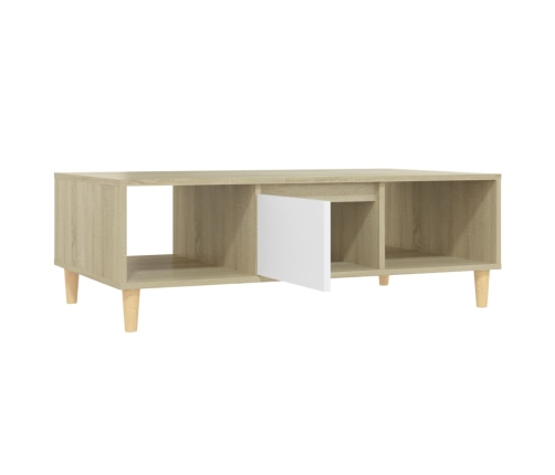 Mesa de centro madera contrachapada blanco roble 103,5x60x35cm