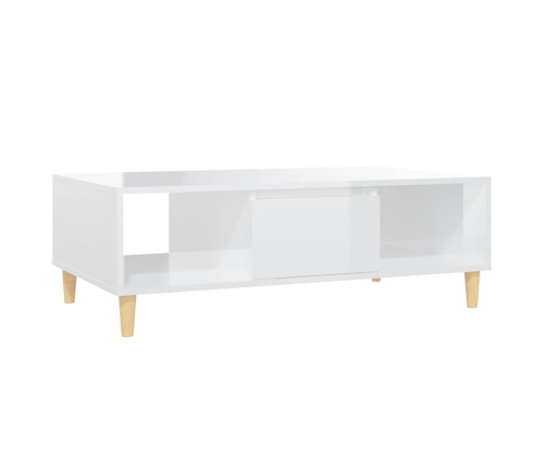 vidaXL Mesa de centro madera contrachapada blanco brillo 103,5x60x35cm