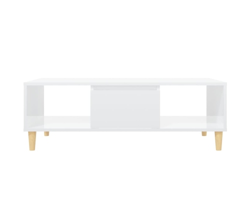 vidaXL Mesa de centro madera contrachapada blanco brillo 103,5x60x35cm