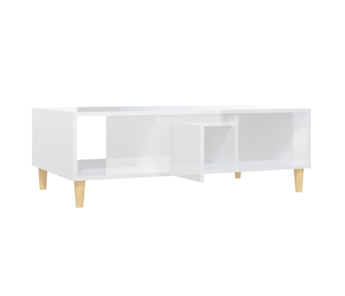 vidaXL Mesa de centro madera contrachapada blanco brillo 103,5x60x35cm