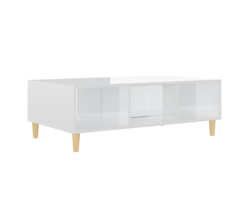 vidaXL Mesa de centro madera contrachapada blanco brillo 103,5x60x35cm