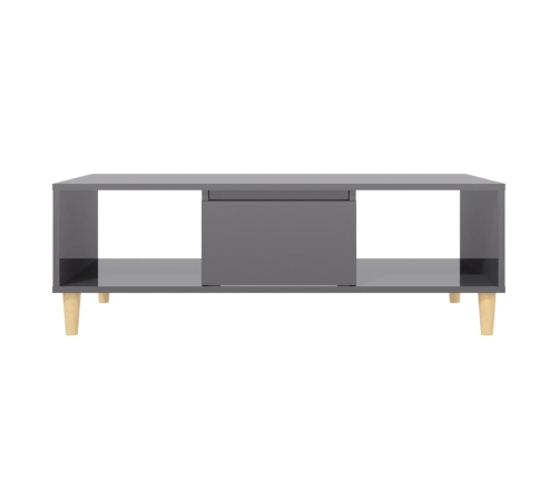 Mesa de centro madera contrachapada gris brillo 103,5x60x35 cm