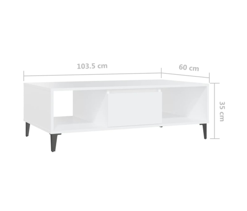 Mesa de centro madera contrachapada blanco 103,5x60x35 cm