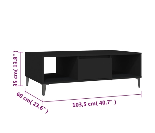 Mesa de centro madera contrachapada negro 103,5x60x35 cm