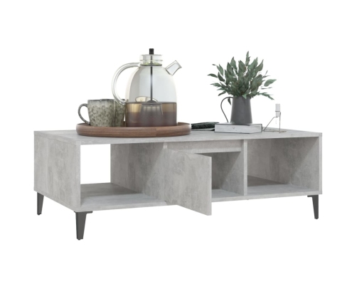 vidaXL Mesa centro madera contrachapada gris hormigón 103,5x60x35 cm