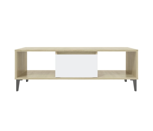 vidaXL Mesa de centro madera contrachapada blanco roble 103,5x60x35cm