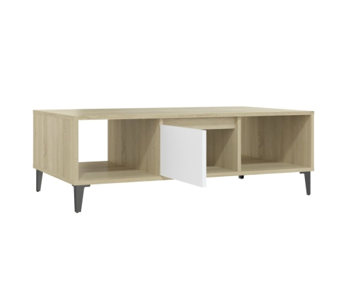 vidaXL Mesa de centro madera contrachapada blanco roble 103,5x60x35cm