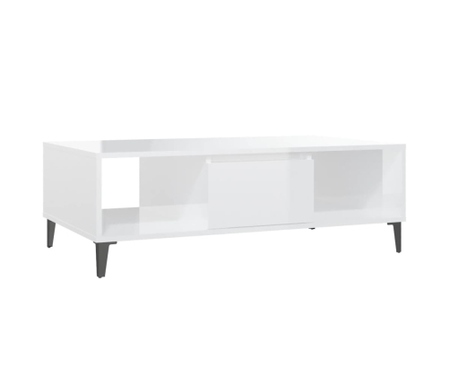 Mesa de centro madera contrachapada blanco brillo 103,5x60x35cm