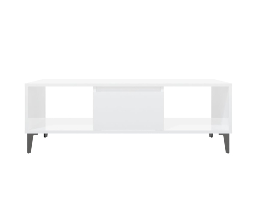 Mesa de centro madera contrachapada blanco brillo 103,5x60x35cm