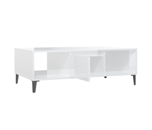 Mesa de centro madera contrachapada blanco brillo 103,5x60x35cm