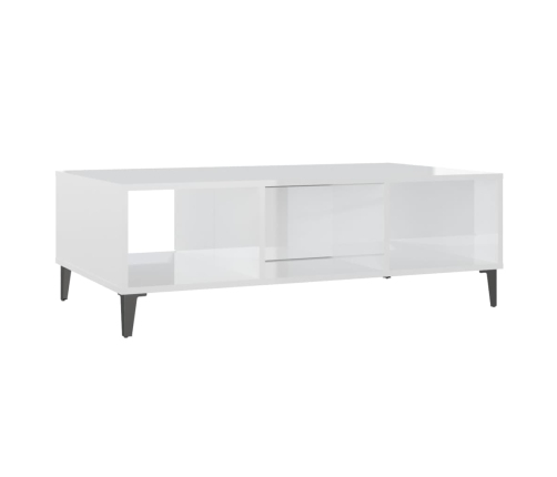 Mesa de centro madera contrachapada blanco brillo 103,5x60x35cm