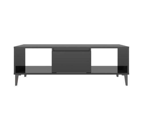 vidaXL Mesa de centro madera contrachapada negro brillo 103,5x60x35cm