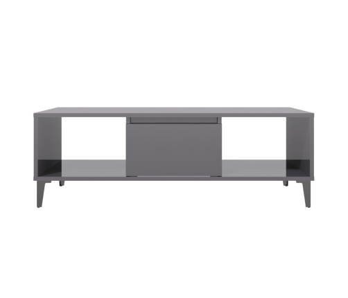 vidaXL Mesa de centro madera contrachapada gris brillo 103,5x60x35 cm