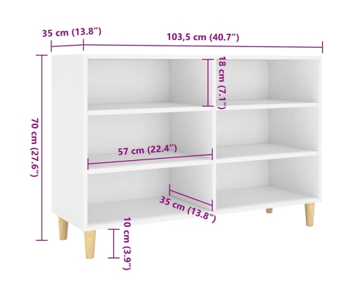 Aparador de madera de ingeniería blanco 103,5x35x70 cm