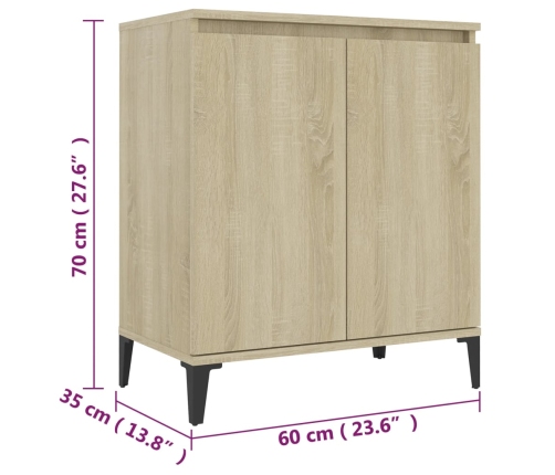 Aparador de madera contrachapada color roble Sonoma 60x35x70 cm