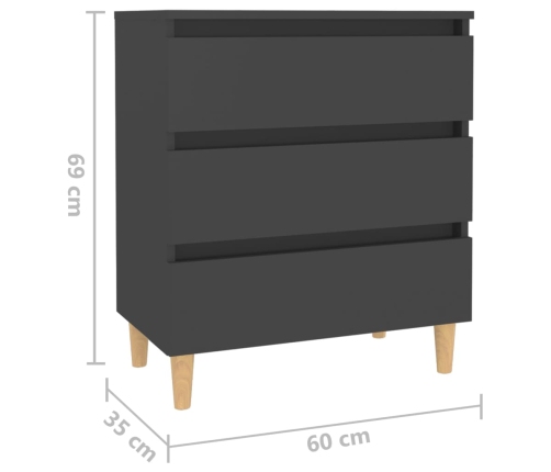 Aparador de madera contrachapada gris 60x35x69 cm