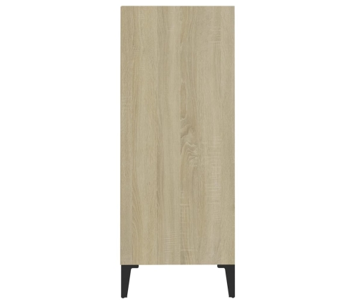 Aparador madera contrachapada blanco y roble Sonoma 57x35x90 cm