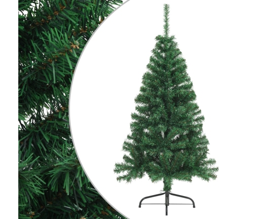 Medio árbol de Navidad artificial con soporte PVC verde 120 cm