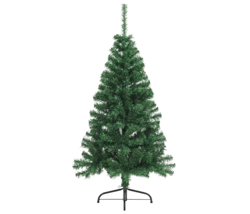 Medio árbol de Navidad artificial con soporte PVC verde 120 cm