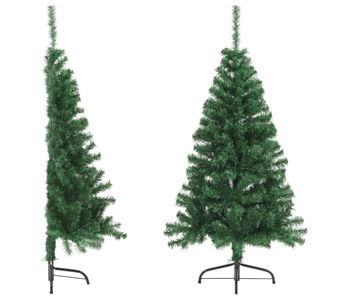 Medio árbol de Navidad artificial con soporte PVC verde 120 cm