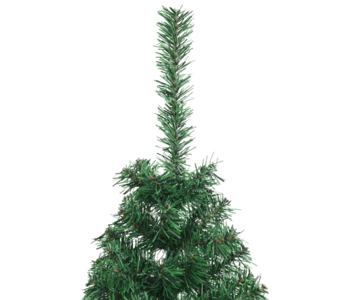 Medio árbol de Navidad artificial con soporte PVC verde 120 cm