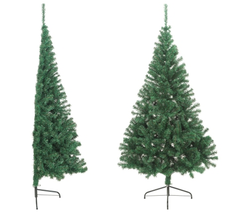 Medio árbol de Navidad artificial con soporte PVC verde 240 cm