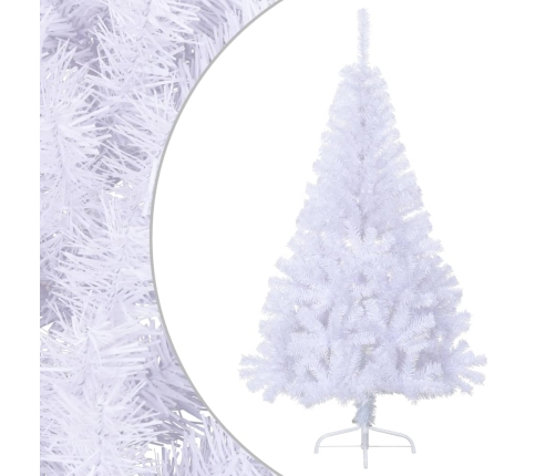 Medio árbol de Navidad artificial con soporte PVC blanco 120 cm