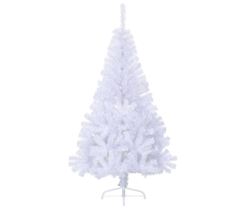 Medio árbol de Navidad artificial con soporte PVC blanco 120 cm