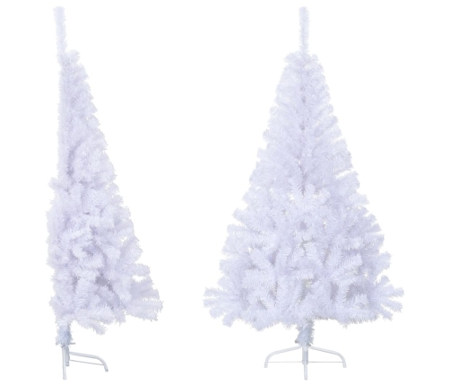 Medio árbol de Navidad artificial con soporte PVC blanco 120 cm