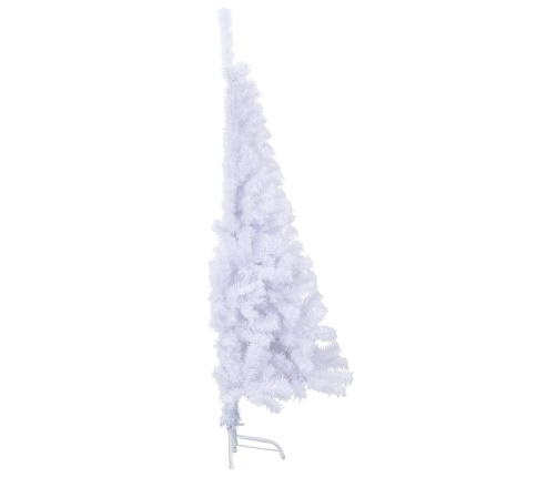 Medio árbol de Navidad artificial con soporte PVC blanco 120 cm