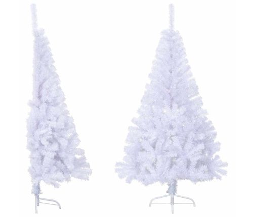 Medio árbol de Navidad artificial con soporte PVC blanco 150 cm