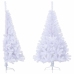 Medio árbol de Navidad artificial con soporte PVC blanco 150 cm