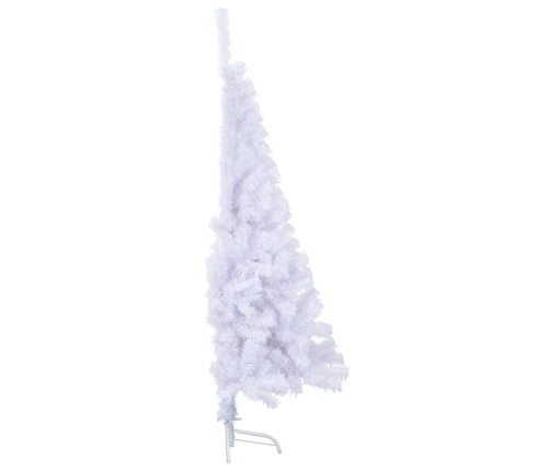 Medio árbol de Navidad artificial con soporte PVC blanco 150 cm