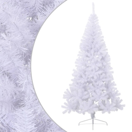 Medio árbol de Navidad artificial con soporte PVC blanco 180 cm