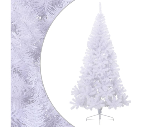 Medio árbol de Navidad artificial con soporte PVC blanco 180 cm