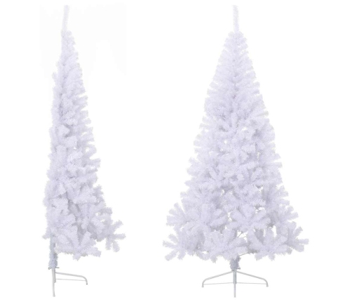 Medio árbol de Navidad artificial con soporte PVC blanco 180 cm