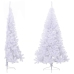 Medio árbol de Navidad artificial con soporte PVC blanco 180 cm