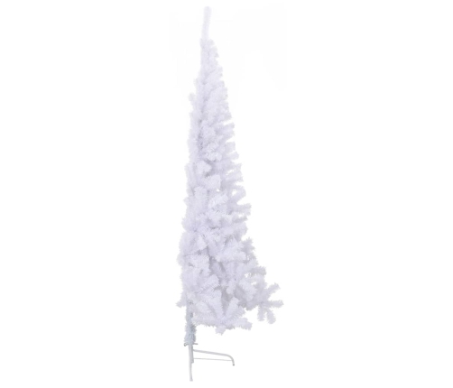 Medio árbol de Navidad artificial con soporte PVC blanco 180 cm