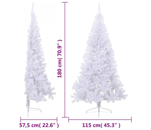 Medio árbol de Navidad artificial con soporte PVC blanco 180 cm