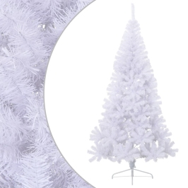 Medio árbol de Navidad artificial con soporte PVC blanco 210 cm