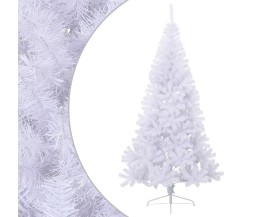 Medio árbol de Navidad artificial con soporte PVC blanco 210 cm