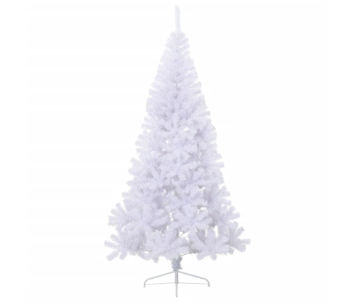 Medio árbol de Navidad artificial con soporte PVC blanco 210 cm