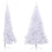 Medio árbol de Navidad artificial con soporte PVC blanco 210 cm