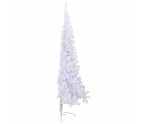 Medio árbol de Navidad artificial con soporte PVC blanco 210 cm