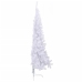 Medio árbol de Navidad artificial con soporte PVC blanco 210 cm